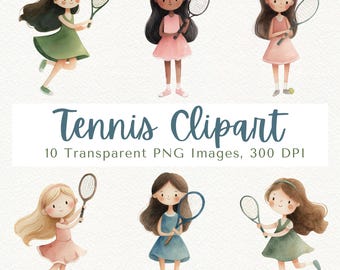 Tennis Girls Clipart: Sports PNG Images (Digital Download)
