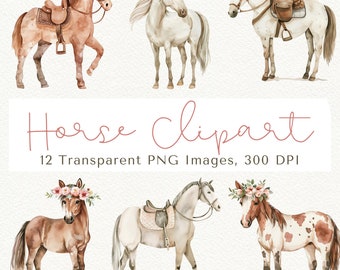 Horse Clipart, Horse PNG, Cute Horse Clipart, Western Clipart, Floral Horse Clipart, Equestrian Clipart, Farm Animals Clipart, Floral Horse