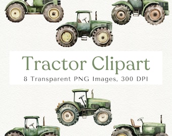 Green Tractor Clipart: Farm PNG Images (Digital Download)