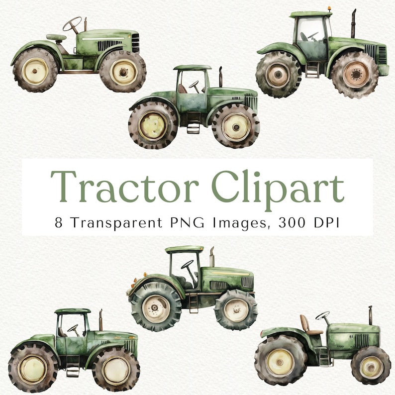 Green Tractor Clipart: Farm PNG Images (digital Download) - Etsy