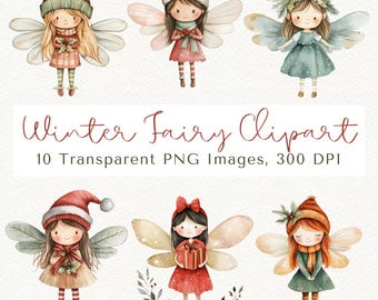 Winter Fairy Clipart: Christmas PNG Images (Digital Download)