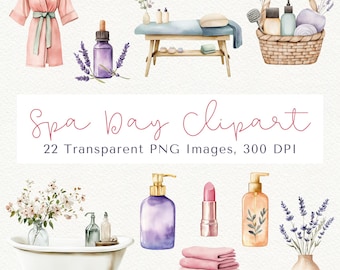 Spa Day Clipart: Esthetician PNG Graphics (Digital Download)