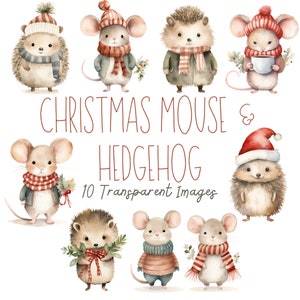 Weihnachten Maus Clipart, Weihnachtscliparts, Weihnachten Tier Clipart, süße Maus Clipart, Igel Clipart, Winter Clipart, Igel PNG