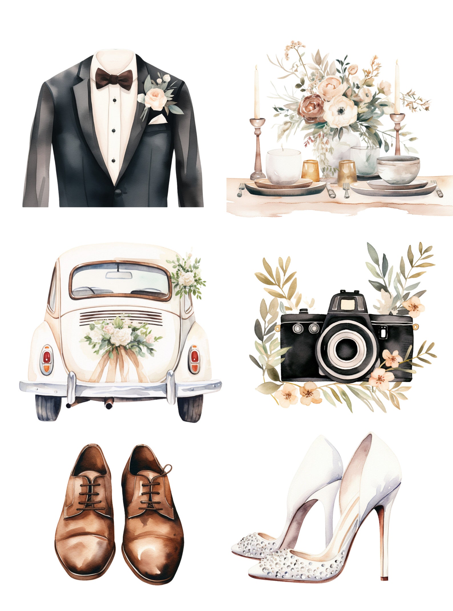 Wedding Timeline Clipart, Watercolor Wedding Clipart, Wedding PNG ...
