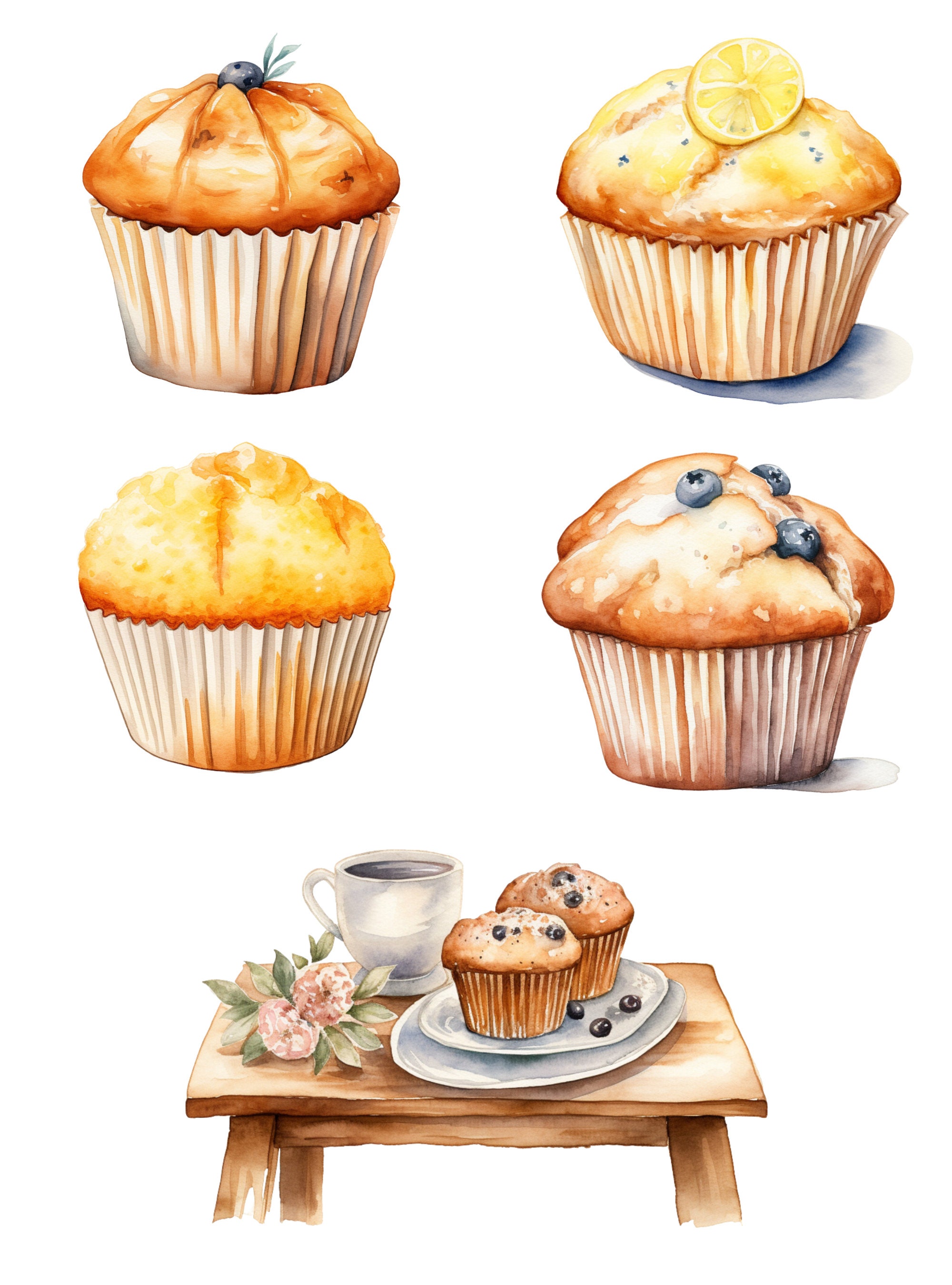 Muffin Clipart, Bakery Clipart, Breakfast Clipart, Baked Goods PNG