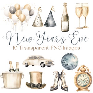 Clipart di Capodanno, Clipart per feste, Clipart di Capodanno, PNG di Capodanno, Clipart di celebrazione, Clipart di Champagne, Clipart per feste d'oro, PNG di Capodanno