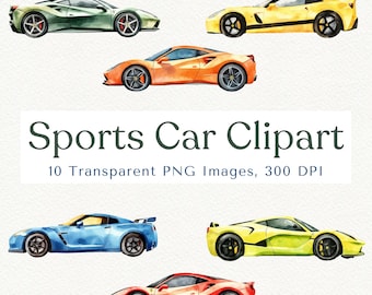Sports Car Clipart: Racing Theme PNG Images (Digital Download)