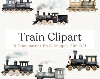 Steam Train Clipart, Kids Vehicle PNG (300 DPI)