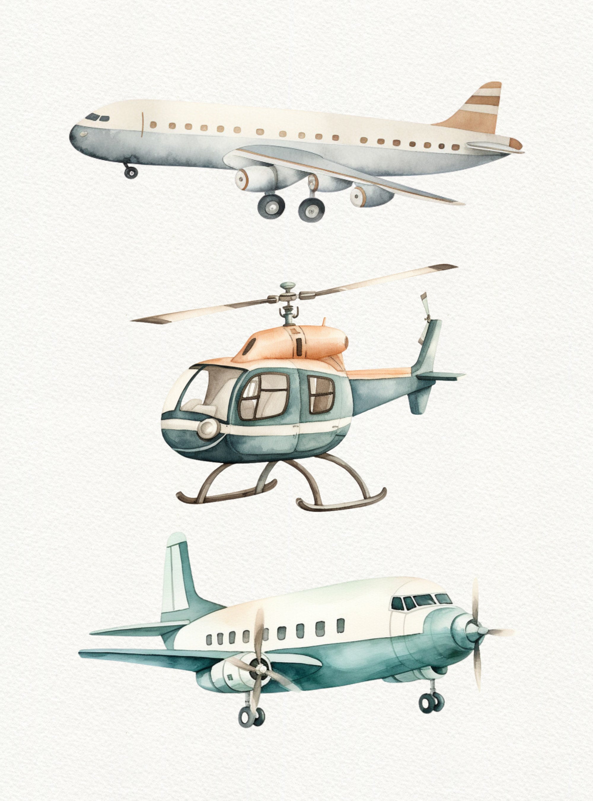 Imágenes prediseñadas de avión y helicóptero en acuarela: Imágenes PNG de  aviación (descarga digital) - Etsy México, image size:2000x2700