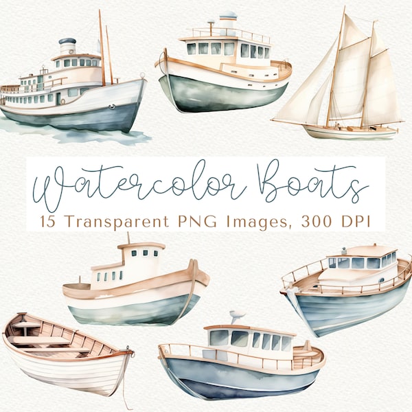 Boat Clipart, Boat Watercolor Clipart, Sailing Boat Clipart, Pontoon Boat Clipart, Boat Clip Art, Boat PNG, Pontoon Boat, Sailboat PNG
