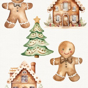 Watercolor Gingerbread Clipart: Christmas Cookie PNG Images (Commercial Use) image 2