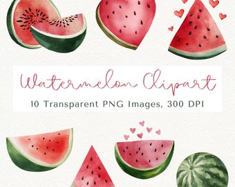 Watermelon Clipart Set: Summer Fruit PNG Images (Digital Download, 300 DPI)