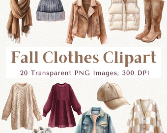 Gezellige herfstmode-clipart: herfsttrui png-afbeeldingen (digitale download)