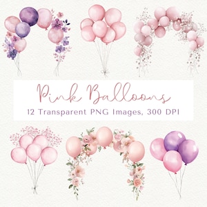 Arco de Balões Clipart, Balões Clipart, Balões Clipart de Aniversário, Balões Clipart Rosa, Aniversário Clipart, Chá de Bebê Clipart, Balões PNG