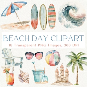 Beach Clipart, Beach Ball Clipart, Vacation Clipart, Summer Clipart, Beach PNG, Tropical Clipart, Holiday Clipart, Palm Tree Clipart