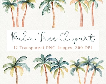 Tropical Palm Tree Clipart: Beach PNG Images (Digital Download)