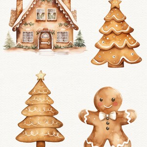 Watercolor Gingerbread Clipart: Christmas Cookie PNG Images (Commercial Use) image 5