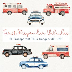 First Responder Clipart, First Responder PNG, Firetruck Clipart, Police PNG, Police Car Clipart, Ambulance Clipart, Paramedic Clipart