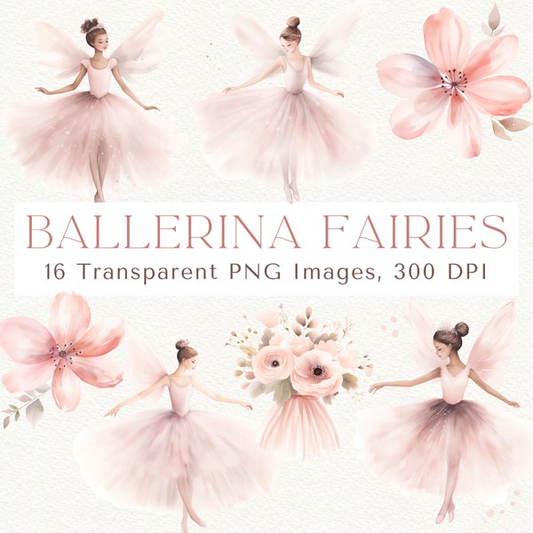 Ballerina Fairy Clipart, Pink Ballerina PNG, Pink Fairy Clipart, Ballerina Clipart, Fairy PNG, Cute Ballerina Clipart, Ballerina Watercolor