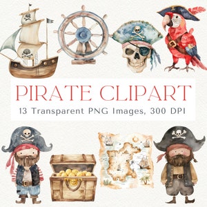 Clipart pirate, bateau pirate, clipart coffre au Trésor, PNG pirates, clipart pirate mignon, clipart perroquet pirate, clipart ancre