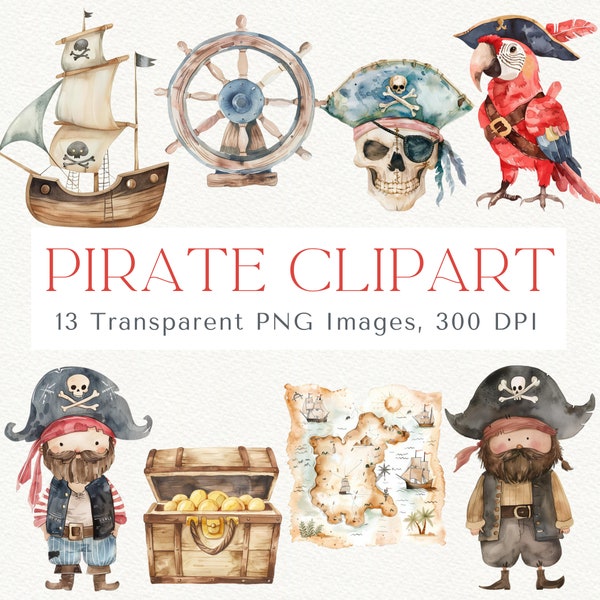 Pirate Clipart, Pirate Ship Clipart, Treasure Chest Clipart, Pirates PNG, Cute Pirate Clipart, Pirate Parrot Clipart, Anchor Clipart