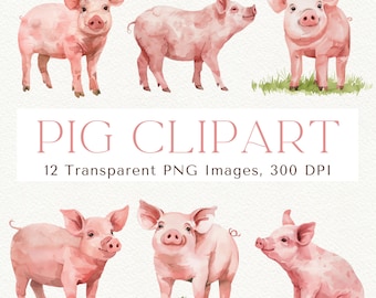 Pig Clipart, Cute Pig Clipart, Pig PNG, Pig Clip Art, Farm Animal Clipart, Cute Pigs, Pink Pigs Clipart, Piglet Clipart, Pig Illustration