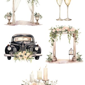 Wedding Timeline Clipart, Watercolor Wedding Clipart, Wedding PNG, Wedding Day Clipart, Clipart Wedding Elements, Wedding Cake Clipart image 5