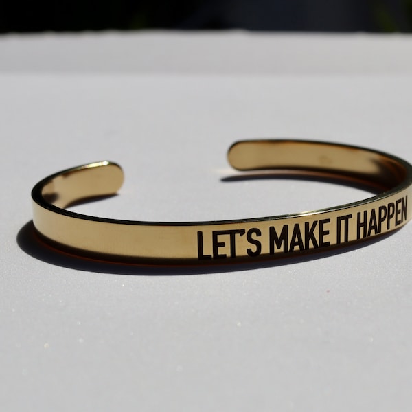 Motivational cuff bracelet | Gold plated | Stainless steel jewelry