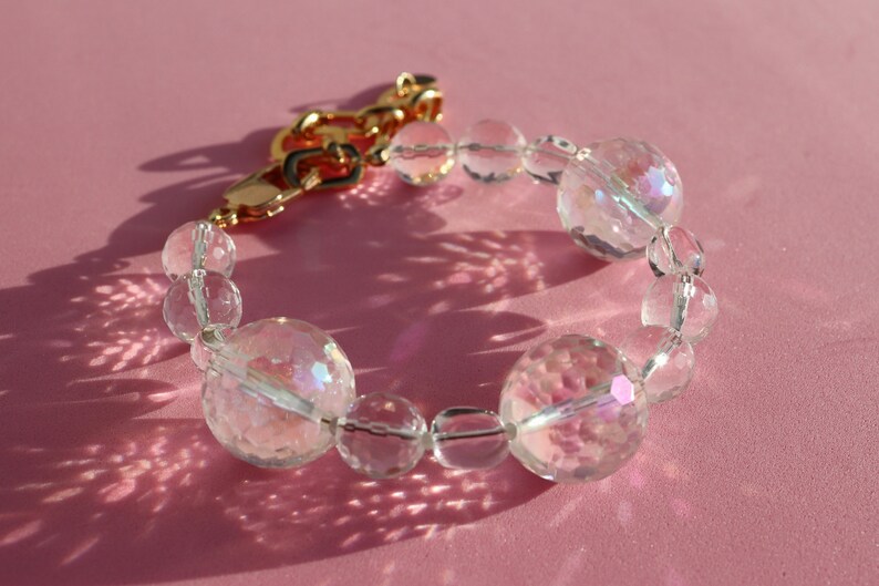 One of a kind VINTAGE GEMSTONES quartz bracelet Highquality handmade jewelry Sustainable choice image 3