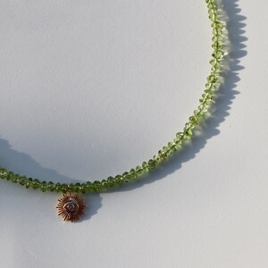 Peridot necklace with sun shape pendant More options: Amethyst High quality handmade jewelry image 2