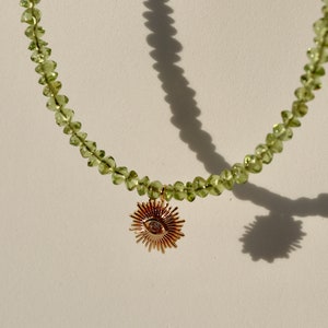 Peridot necklace with sun shape pendant More options: Amethyst High quality handmade jewelry image 3