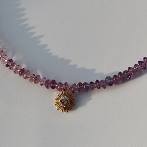 Peridot necklace with sun shape pendant More options: Amethyst High quality handmade jewelry image 9