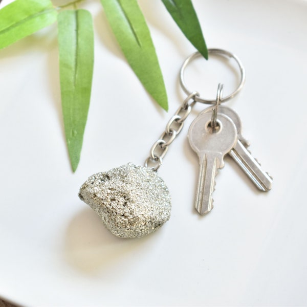 Pyrite Crystal Keychain | Gemstone Keychain  | Raw Crystal Keychain | Wicca Keychain | Pyrite Gift for Women