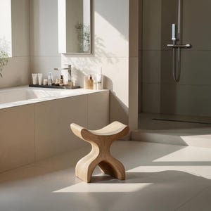 Reclaimed Side Table Water Resistant Rustproof Hardware Solid Teak Shower Bath Spa Foot Stool Wood Shower Seat for Indoor UseBathroom Decor