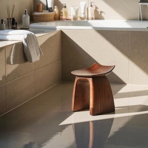 Solid Teak Shower Bath Spa Foot Stool Wood Shower Seat for Indoor Use Rustic Side Table Water Resistant Rustproof Hardware Bathroom Decor