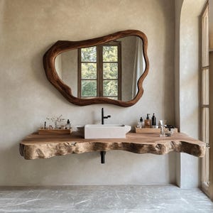 Rustic Corner Vanity Shelf Handmade Live Edge Bathroom Shelf Wall Mounted Brackets Farmhouse Bathroom Decor Housewarming Gift