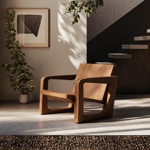 Mid century accent chair handcrafted solid wood chair rustic reading nook chair patio wooden chair farmhouse armchair for living room