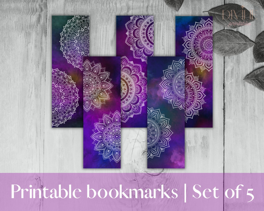 5 Printable Galaxy Mandala Bookmarks, Downloadable PDF Piles Containing ...