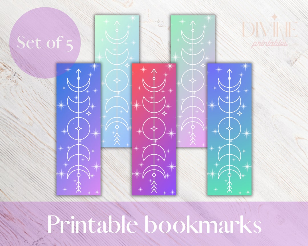 Set of 5 Printable Bookmarks, Downloadable PDF File Containing 5 ...
