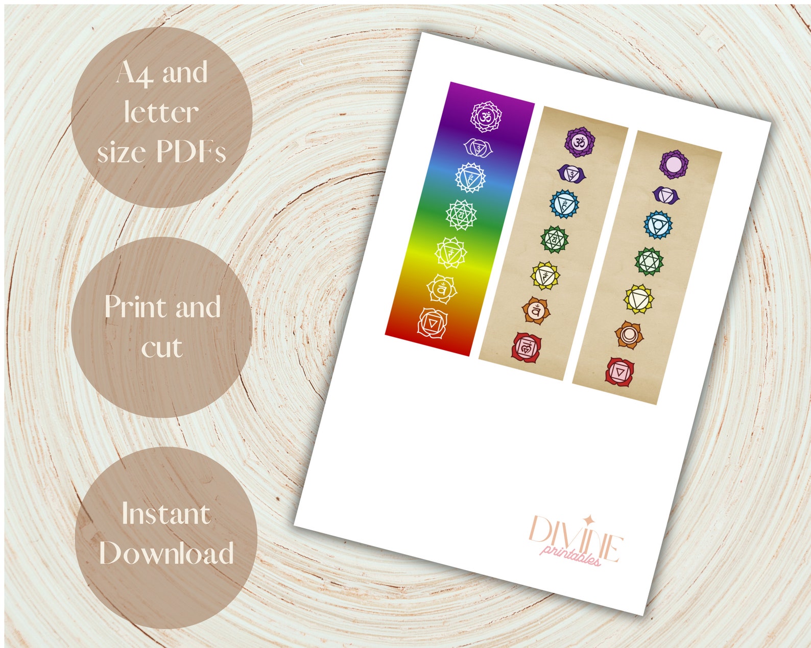 Set of 3 Printable Chakra Bookmarks, Downloadable PDF File Containing 3 ...