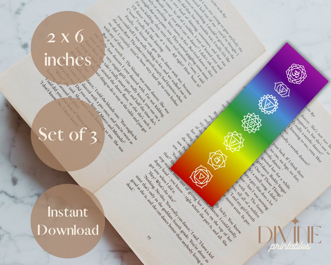 Set of 3 Printable Chakra Bookmarks, Downloadable PDF File Containing 3 ...