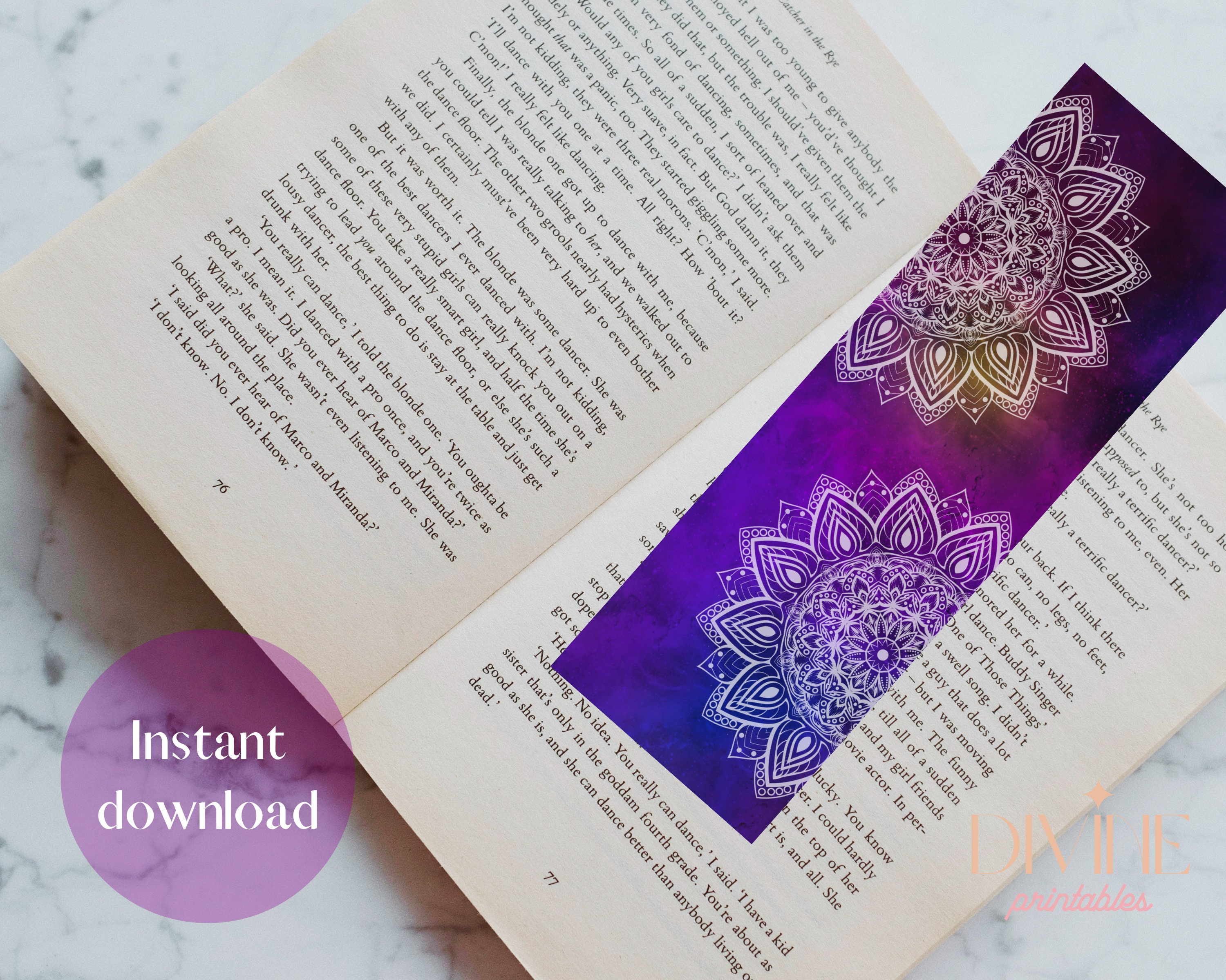 5 Printable Galaxy Mandala Bookmarks, Downloadable PDF Piles Containing ...