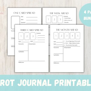 Hojas de diario del tarot imprimibles: 4 páginas en PDF descargables que le permitirán registrar sus lecturas de cartas del tarot
