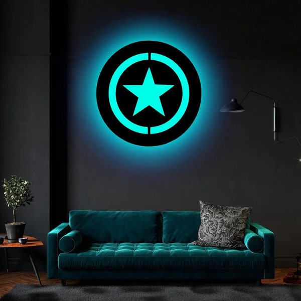 Captain America Led Light Etsy