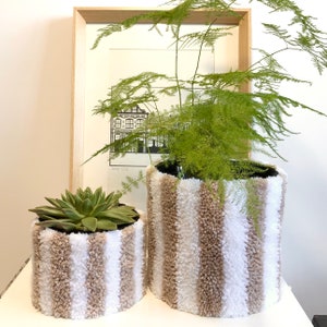 Beige indoor plant pot