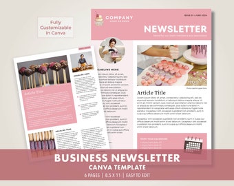 Bakery Business Newsletter Template: Editable Cafe Brochure (Canva)
