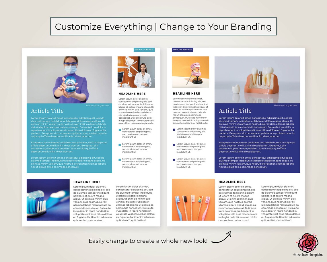 Dental Office Newsletter Template Editable Canva Layout (8.5x11) Etsy