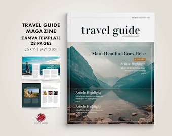Travel Magazine Template: 28 Page Canva Guide (8.5x11)
