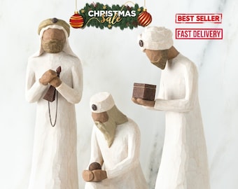 Willow Tree Three Wisemen 3 Piece 26027, Christmas Gifts for Holy Family, Nativity Set Sculpted Hand-Painted Figures for Classic Nativity
