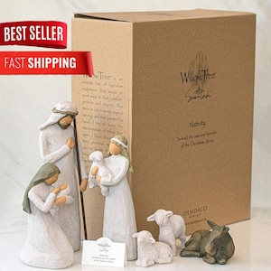 Willow Tree Nativity Set 6 Piece 26005 Sculpted Hand-Painted, Nativity Figurine Set for Christmas Decoration, Nativity Scene, Xmas Gifts